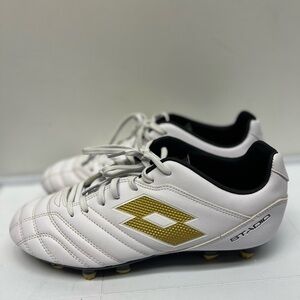 Lotto Stadio 705 FG Soccer Cleats Men’s Sz 6.5 White Gold Platino 219545 6WX
